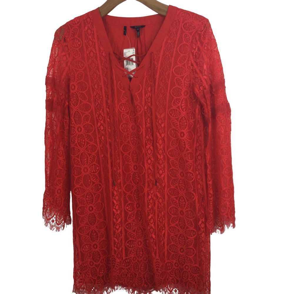 Buffalo David Bitton Womens Lace A Lot Rouge Hottie Dress Red Size Medium NWT